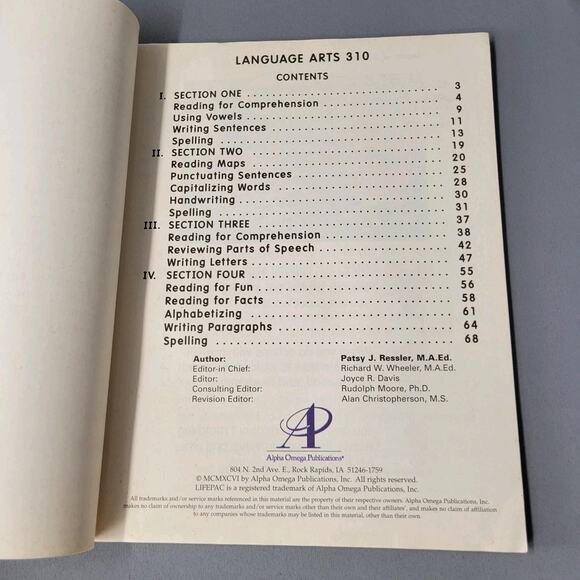 Life Pac Language Arts Workbook Paperback Grade 3 Unit 10 2006 Alpha Omega - Picture 2 of 16